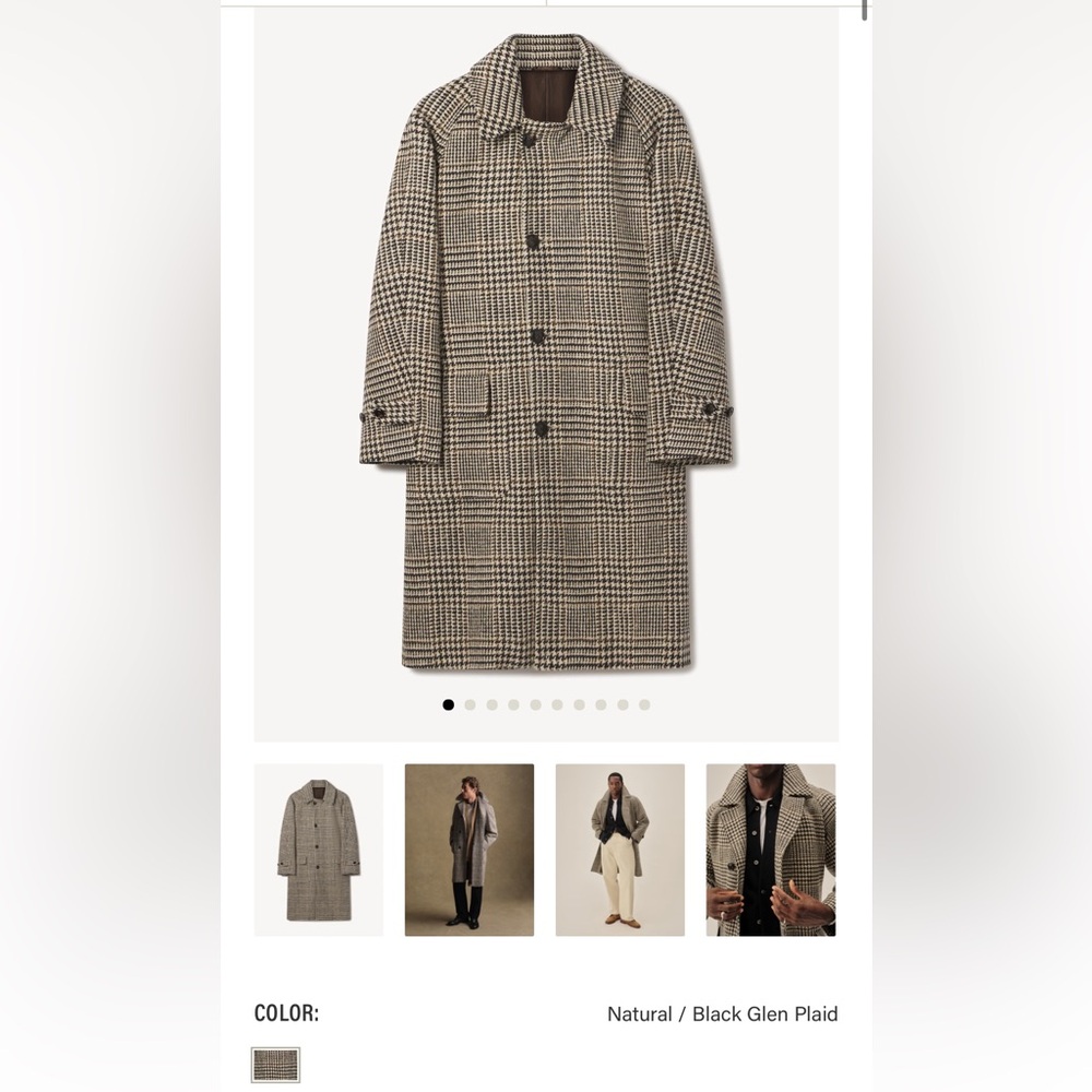 Buck Mason Black and Cream Trench Coat